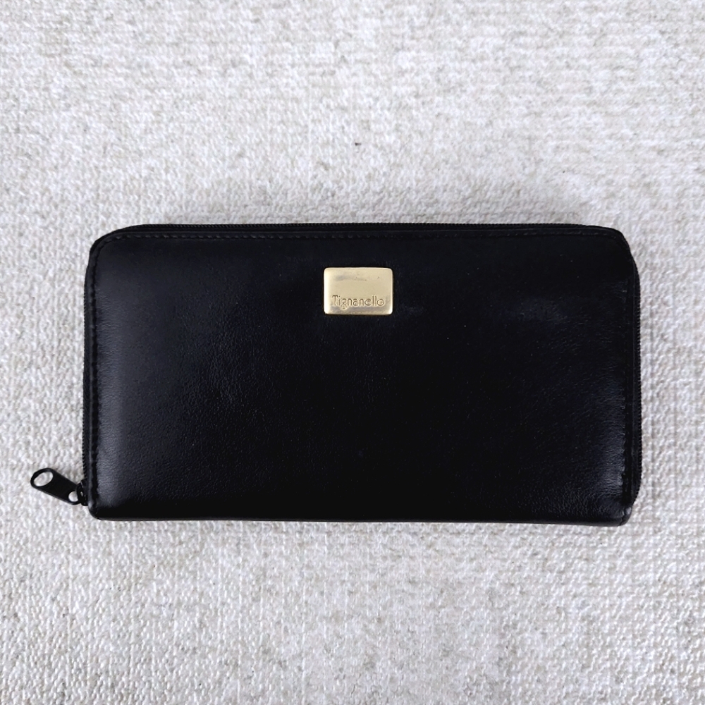 Tignanello Black Wallet with Gold Accent
